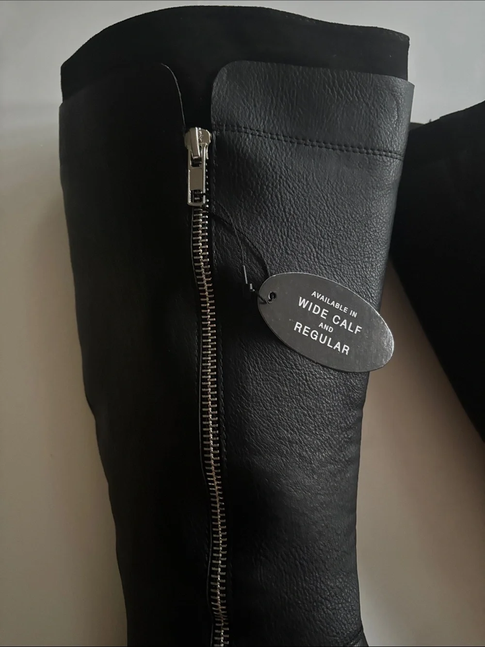 Black  knee high wide calf dual Zip Riding Boots